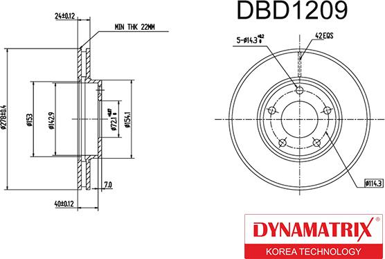 Dynamatrix DBD1209 - Тормозной диск autosila-amz.com