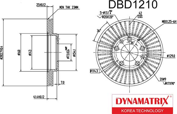 Dynamatrix DBD1210 - Тормозной диск autosila-amz.com