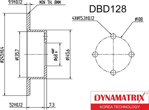 Dynamatrix DBD128 - Тормозной диск autosila-amz.com