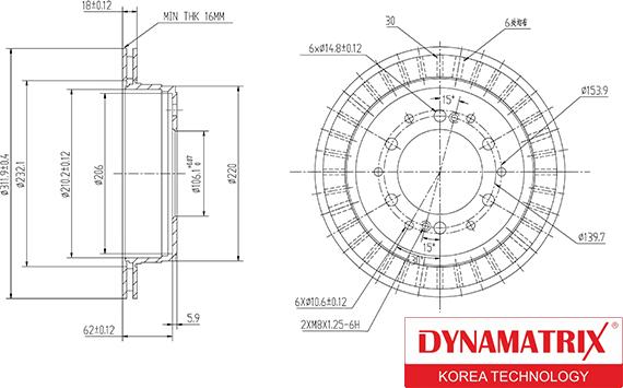 Dynamatrix DBD1743 - Тормозной диск autosila-amz.com