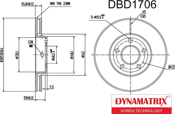 Dynamatrix DBD1706 - Тормозной диск autosila-amz.com