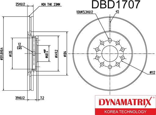 Dynamatrix DBD1707 - Тормозной диск autosila-amz.com