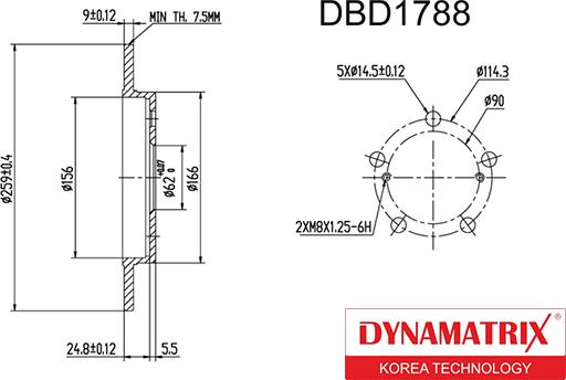 Dynamatrix DBD1788 - Тормозной диск autosila-amz.com