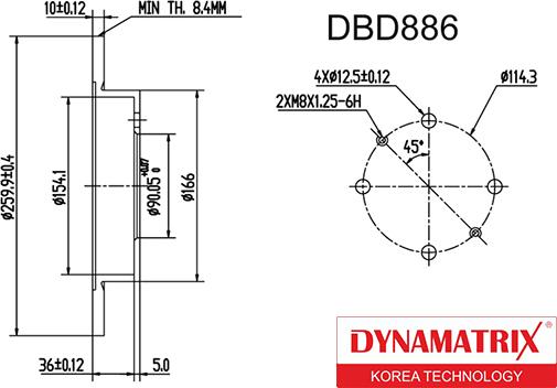 Dynamatrix DBD886 - Тормозной диск autosila-amz.com