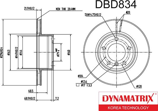 Dynamatrix DBD834 - Тормозной диск autosila-amz.com