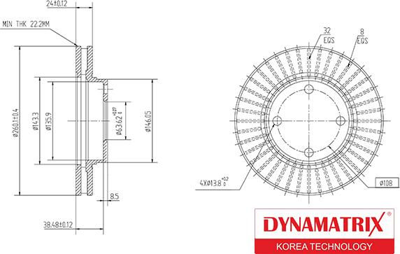 Dynamatrix DBD364F - Тормозной диск autosila-amz.com