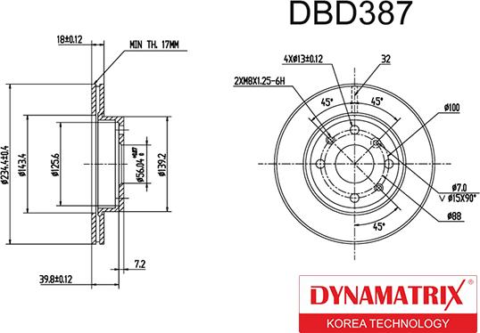 Dynamatrix DBD387 - Тормозной диск autosila-amz.com