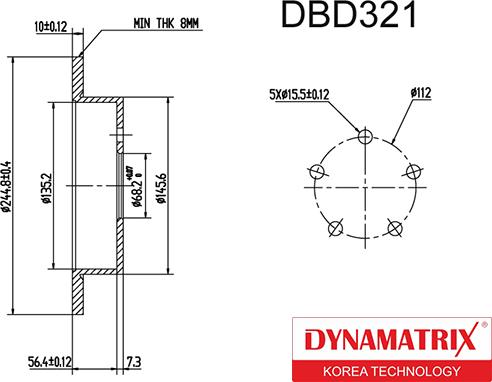 Dynamatrix DBD321 - Тормозной диск autosila-amz.com