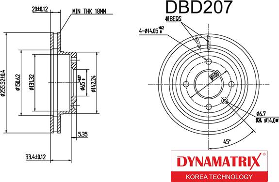 Dynamatrix DBD207 - Тормозной диск autosila-amz.com