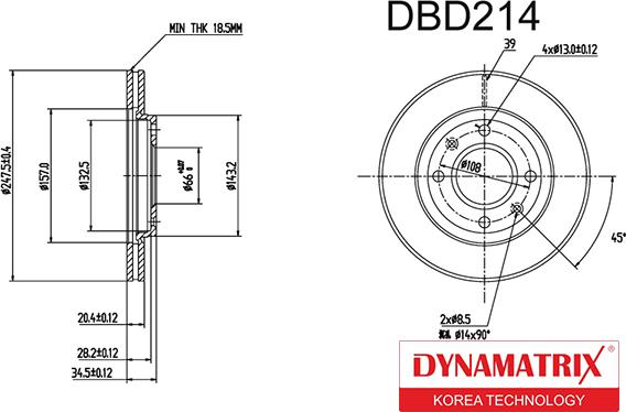 Dynamatrix DBD214 - Тормозной диск autosila-amz.com