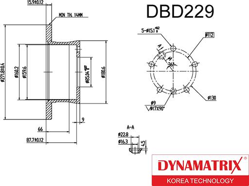 Dynamatrix DBD229 - Тормозной диск autosila-amz.com