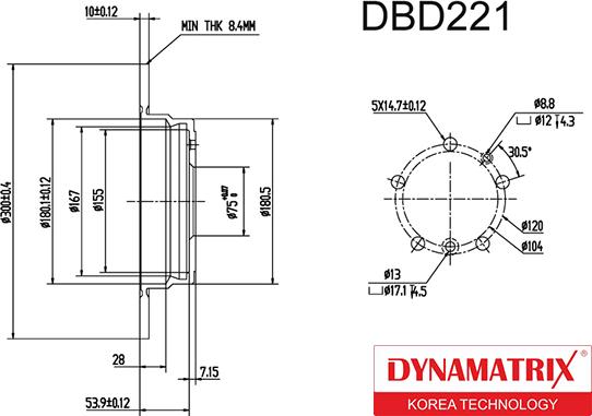 Dynamatrix DBD221 - Тормозной диск autosila-amz.com