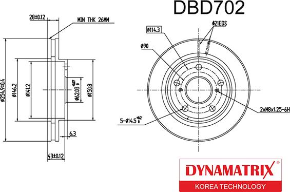 Dynamatrix DBD702 - Тормозной диск autosila-amz.com