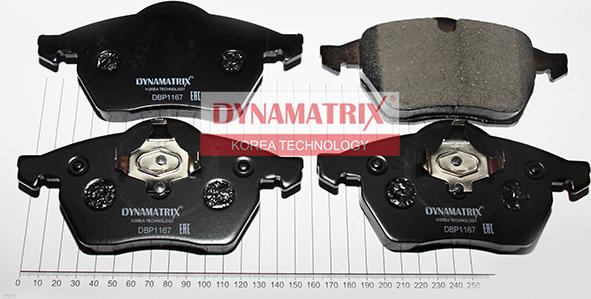 Dynamatrix DBP1167 - Тормозные колодки, дисковые, комплект autosila-amz.com
