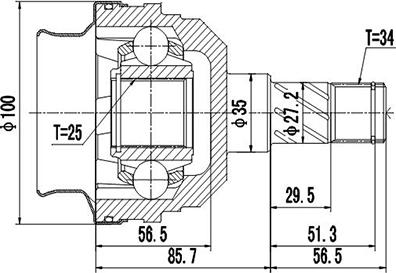 Dynamatrix DCV644002 - Шарнирный комплект, ШРУС, приводной вал autosila-amz.com