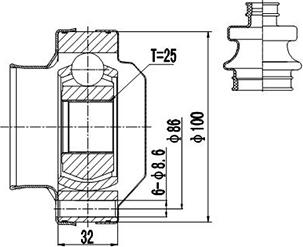 Dynamatrix DCV602011 - Шарнирный комплект, ШРУС, приводной вал autosila-amz.com