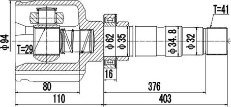 Dynamatrix DCV617020 - Шарнирный комплект, ШРУС, приводной вал autosila-amz.com