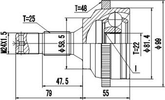 Dynamatrix DCV899008 - Шарнирный комплект, ШРУС, приводной вал autosila-amz.com