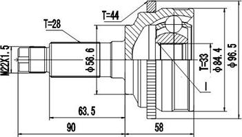 Dynamatrix DCV899273 - Шарнирный комплект, ШРУС, приводной вал autosila-amz.com