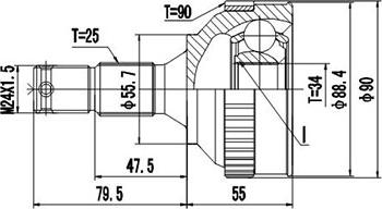 Dynamatrix DCV845004 - Шарнирный комплект, ШРУС, приводной вал autosila-amz.com