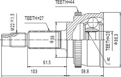 Dynamatrix DCV841044 - Шарнирный комплект, ШРУС, приводной вал autosila-amz.com