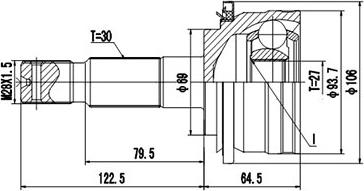 Dynamatrix DCV859034 - Шарнирный комплект, ШРУС, приводной вал autosila-amz.com