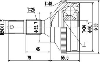 Dynamatrix DCV810086 - Шарнирный комплект, ШРУС, приводной вал autosila-amz.com