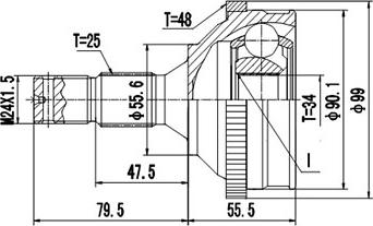 Dynamatrix DCV810024 - Шарнирный комплект, ШРУС, приводной вал autosila-amz.com