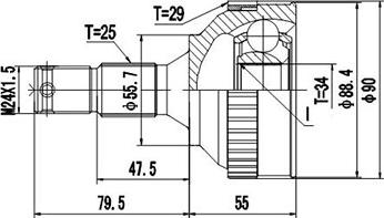 Dynamatrix DCV845001 - Шарнирный комплект, ШРУС, приводной вал autosila-amz.com