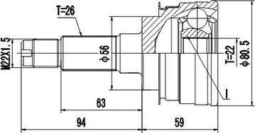 Dynamatrix DCV818034 - Шарнирный комплект, ШРУС, приводной вал autosila-amz.com