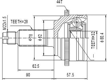 Dynamatrix DCV834084 - Шарнирный комплект, ШРУС, приводной вал autosila-amz.com