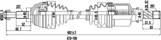 Dynamatrix DDS299070 - Приводной вал autosila-amz.com