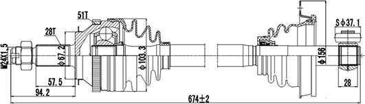 Dynamatrix DDS244005 - Приводной вал autosila-amz.com