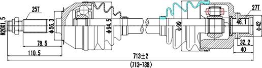 Dynamatrix DDS244006 - Приводной вал autosila-amz.com