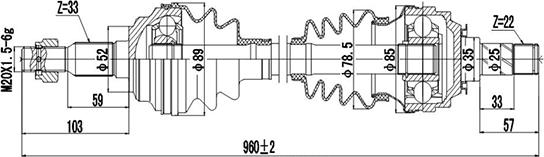 Dynamatrix DDS244033 - Приводной вал autosila-amz.com