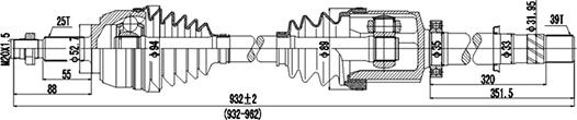 Dynamatrix DDS250400 - Приводной вал autosila-amz.com