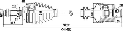 Dynamatrix DDS250054 - Приводной вал autosila-amz.com