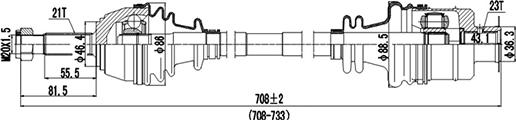 Dynamatrix DDS250022 - Приводной вал autosila-amz.com