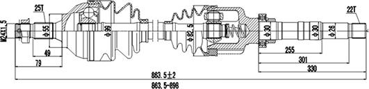 Dynamatrix DDS210027 - Приводной вал autosila-amz.com