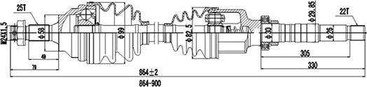 Dynamatrix DDS210205 - Приводной вал autosila-amz.com