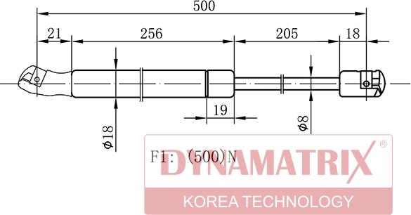 Dynamatrix DGS9468II - Газовая пружина, упор autosila-amz.com