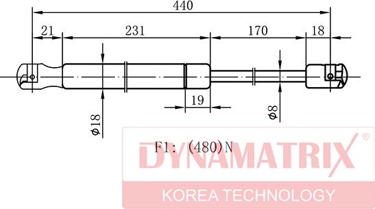 Dynamatrix DGS6541LG - Газовая пружина, упор autosila-amz.com