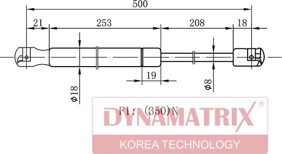 Dynamatrix DGS6054BG - Газовая пружина, упор autosila-amz.com