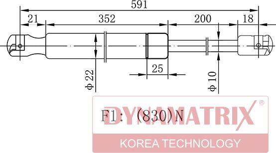 Dynamatrix DGS0985MF - Газовая пружина, упор autosila-amz.com