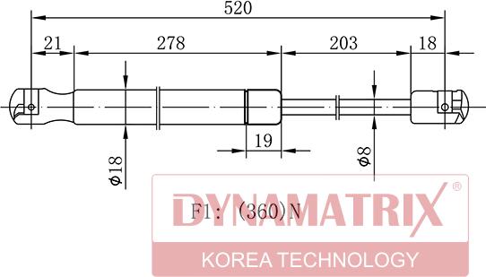 Dynamatrix DGS0793PL - Газовая пружина, упор autosila-amz.com