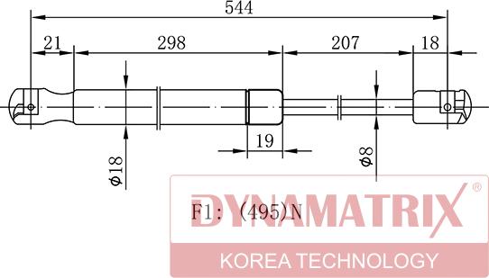 Dynamatrix DGS1820BB - Газовая пружина, упор autosila-amz.com