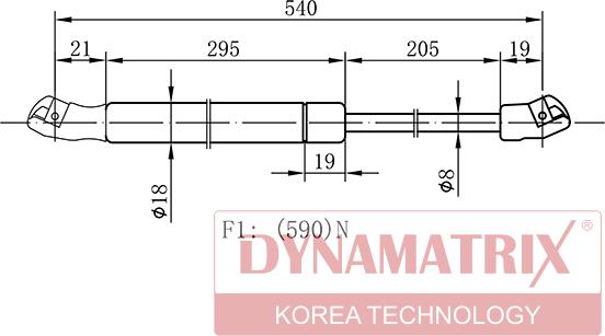 Dynamatrix DGS1308PG - Газовая пружина, упор autosila-amz.com