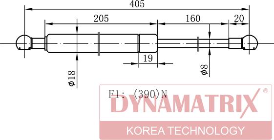 Dynamatrix DGS1386BY - Газовая пружина, упор autosila-amz.com