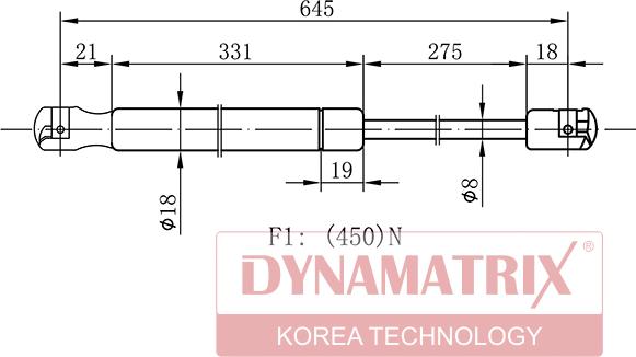 Dynamatrix DGS8306BQ - Газовая пружина, упор autosila-amz.com