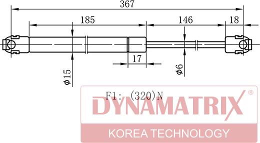 Dynamatrix DGS2334BC - Газовая пружина, капот autosila-amz.com